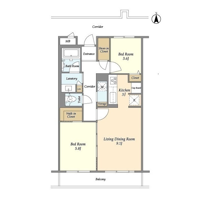 ＲＥＳＴＡ目黒 203号室の間取り図